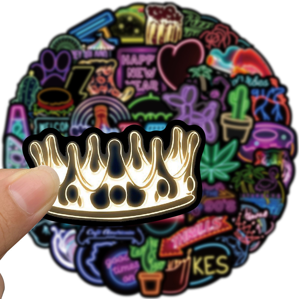 50 Neon Stickers (Waterproof Removable Sticker), suitable for Luggage, Notebook, Guitar, etc - Image 4